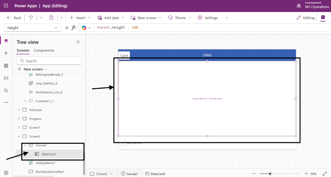 Creating a new scrollable screen in Power Apps